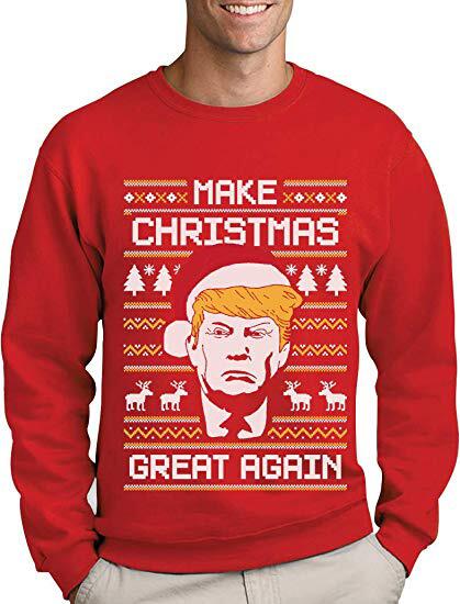 Weihnachtspulli mit Donald Trump-Motiv.