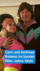 Caro und Andreas Robens im bunten 80er-Jahre-Style