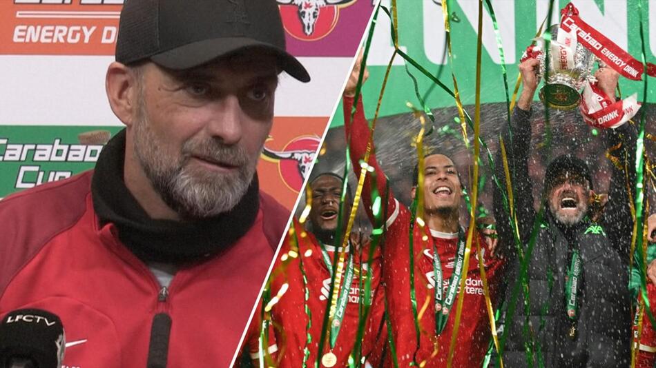 Liverpools Trainer Jürgen Klopp freut sich über den Gewinn des Liga-Pokals