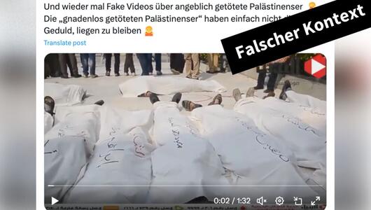 Video ist keine Inszenierung von getöteten Palästinensern, sondern eine Protestaktion in Ägypten