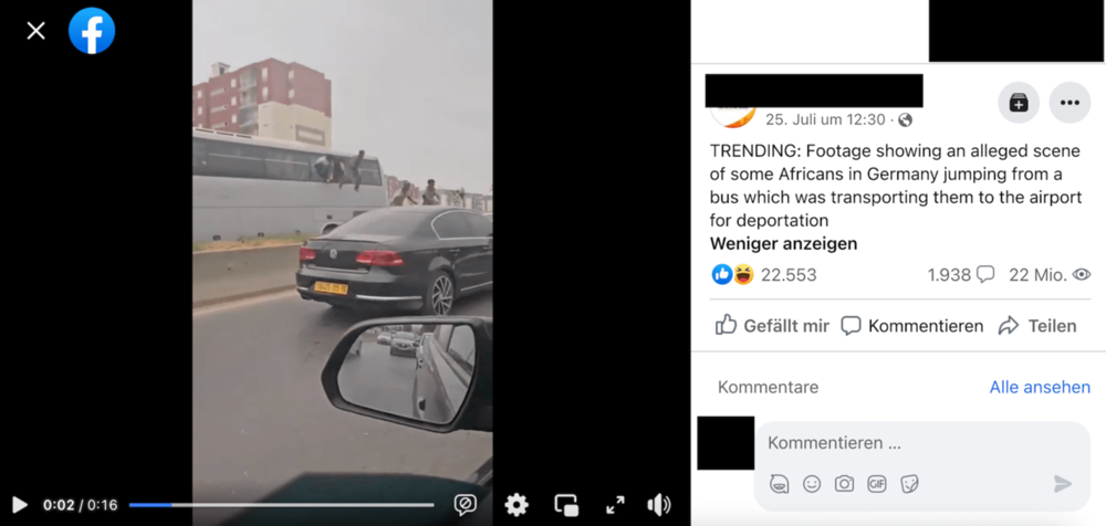 Facebook Video zeigt angeblich Afrikaner bei der Flucht aus Deutschland