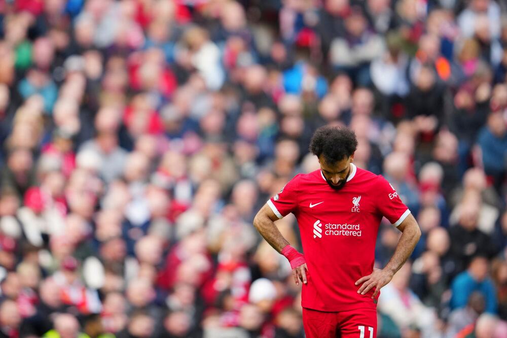 Liverpools Stürmerstar Mohamed Salah zeigt sich im Heimspiel gegen Crystal Palace enttäuscht