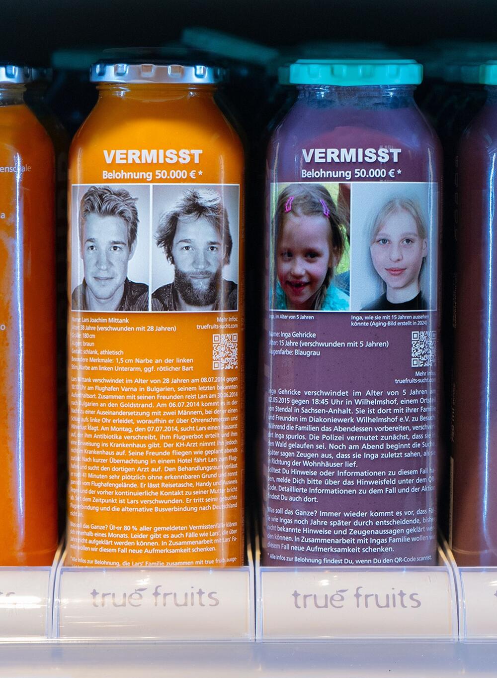 Vermisste Inga: Foto auf Smoothie-Flaschen