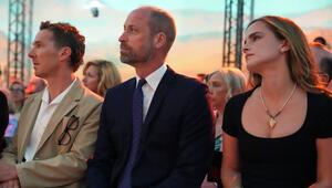 Benedict Cumberbatch (li.), Prinz William und Emma Watson in London.