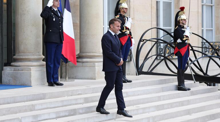 Emmanuel Macron am Elysee-Palast.