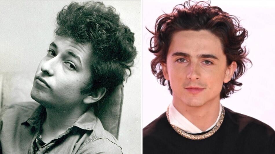 Die Ähnlichkeit zwischen Bob Dylan (l.) und Timothée Chalamet ist nicht von der Hand zu weisen.