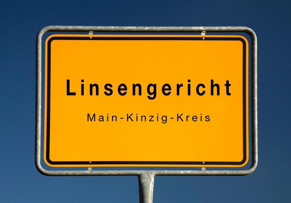 Ortsschild Linsengericht, Gemeinde im Main-Kinzig-Kreis, Hessen