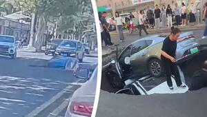Mitten im Verkehr: Senkloch schluckt plötzlich Autos in China