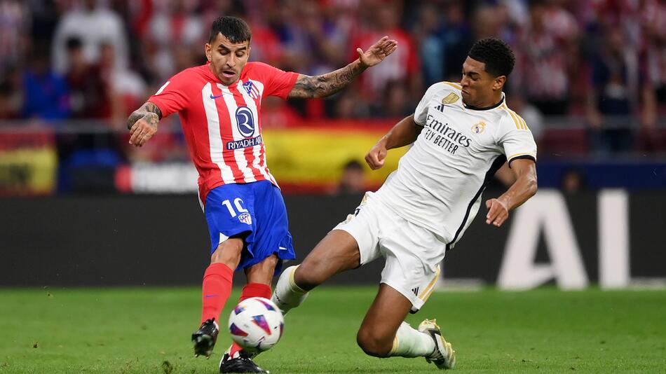 Jude Bellingham foult Angel Correa im Stadtderby Atletico gegen Real in Madrid