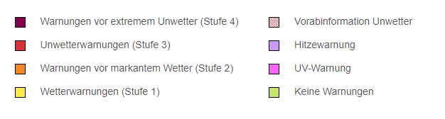Legende Hitzewarnung DWD