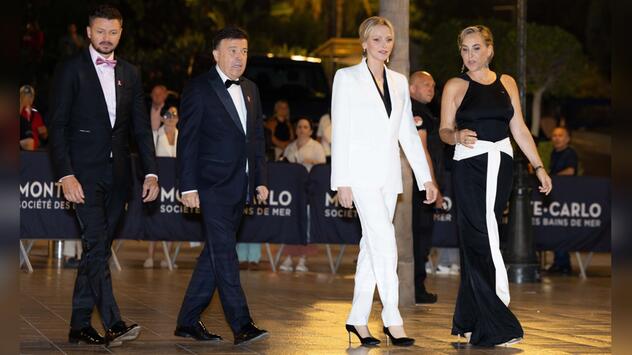 Gareth Wittstock, Stephane Valeri, Fürstin Charlène und Natasha Frost-Savio (v.l.) in Monte-Carlo.
