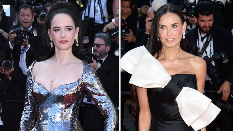 Eva Green (l.) bot einen statuenhaften Anblick, Demi Moore kam mit XXL-Schleife.