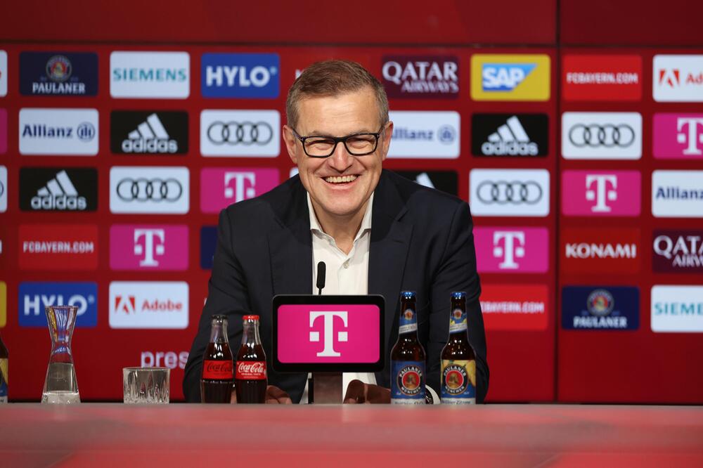Bayern Münchens Vorstandschef Jan-Christian Dreesen am 28. April 2023 während seiner Vorstellung
