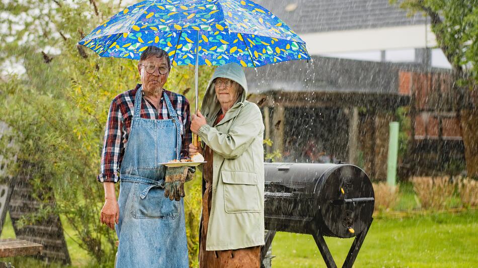 Grilllen im Regen;