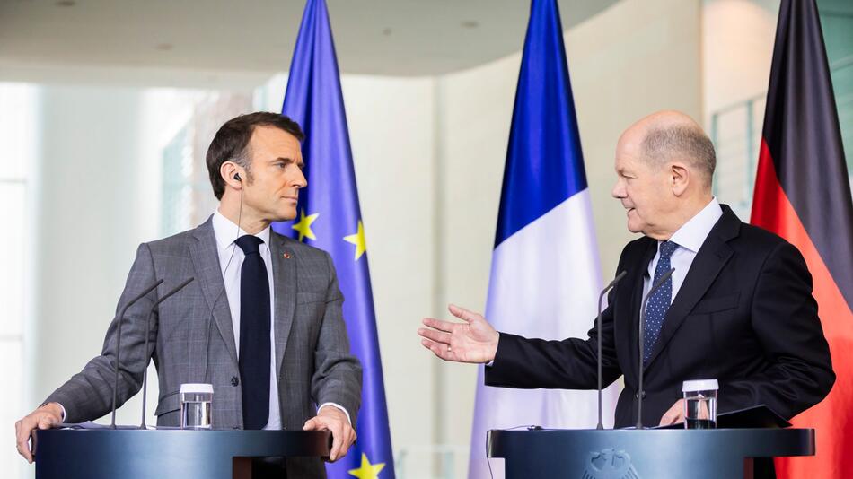 Kanzler Scholz und Frankreichs Präsident Macron