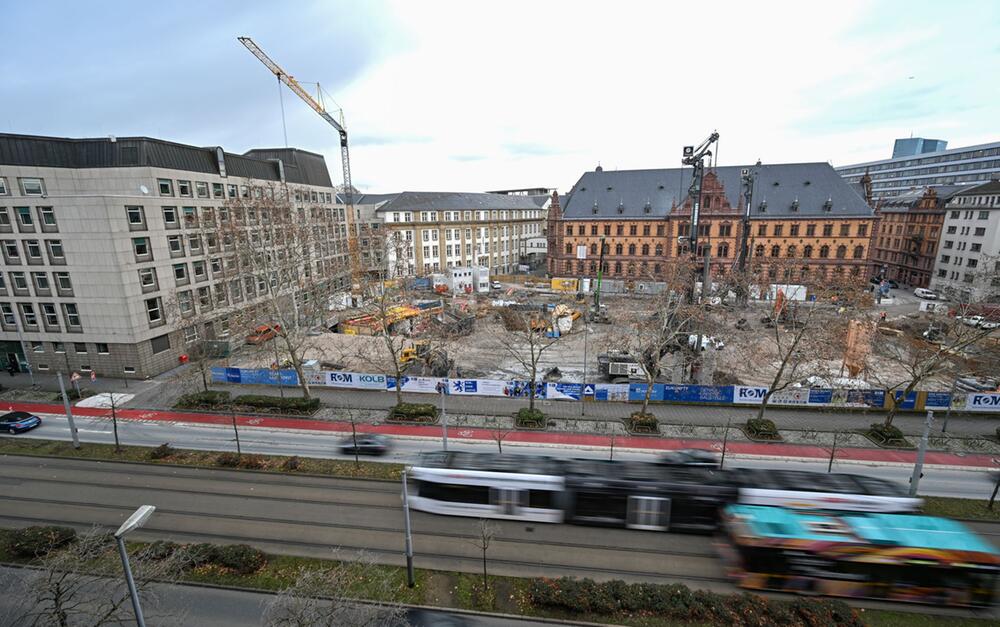 Bauarbeiten im Justizviertel in Frankfurt am Main