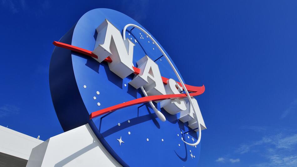 NASA Logo am Kennedy Space Center, Cape Canaveral, in Florida, USA