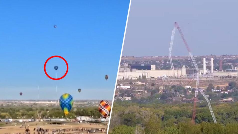 KORREKTUR! Video: Heißluftballon trifft Funkturm und bringt ihn zum Einsturz