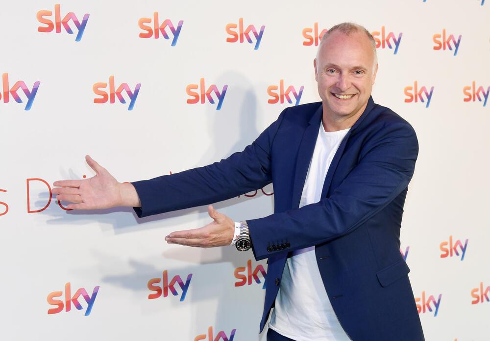 Moderator Frank Buschmann am 17. April 2018 bei Sky in Unterföhring