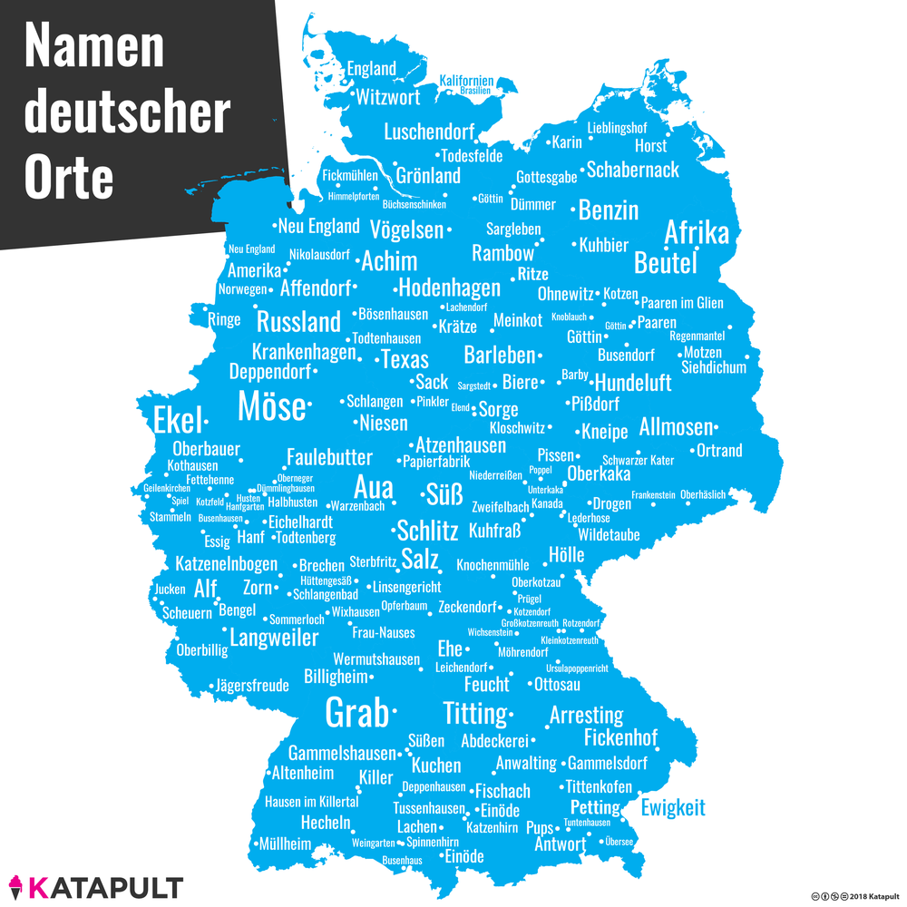 Deutschlandkarte lustige Ortsnamen