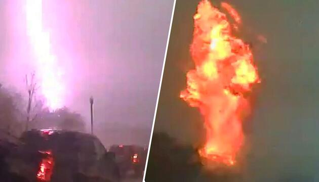 Transformator getroffen: Blitz löst Feuerball in South Carolina aus