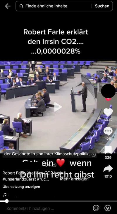 Screenshot des TikTok-Videos von Robert Farle im Bundestag