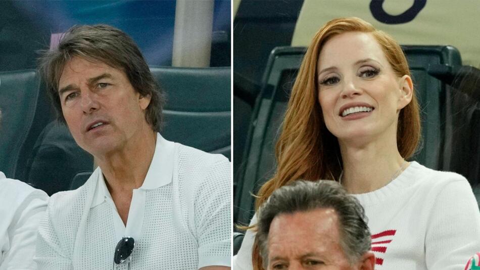 Tom Cruise und Jessica Chastain zeigen ihre Begeisterung für Olympia.