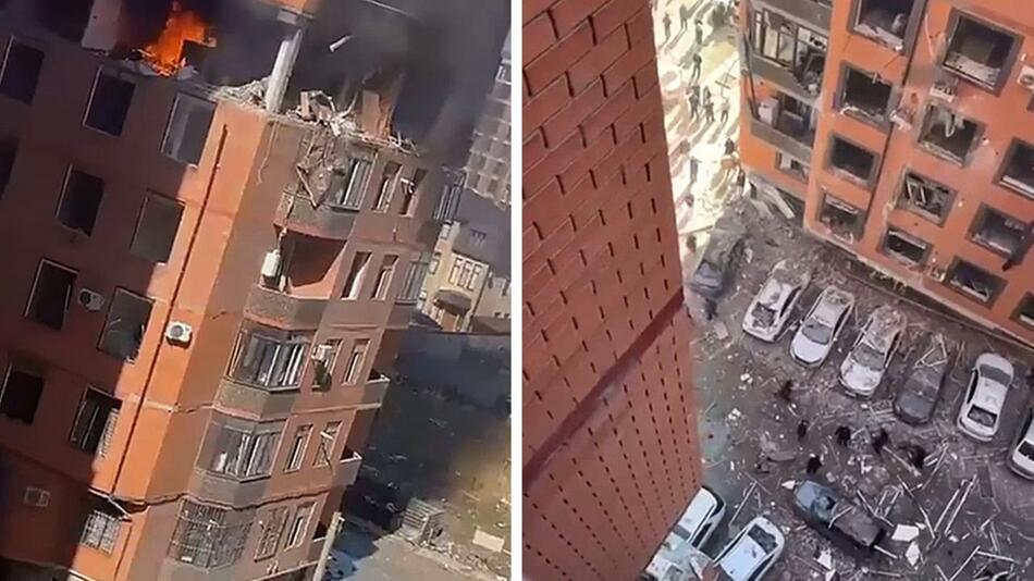 Mitten in der Stadt: Wohnhaus explodiert in der Republik Dagestan