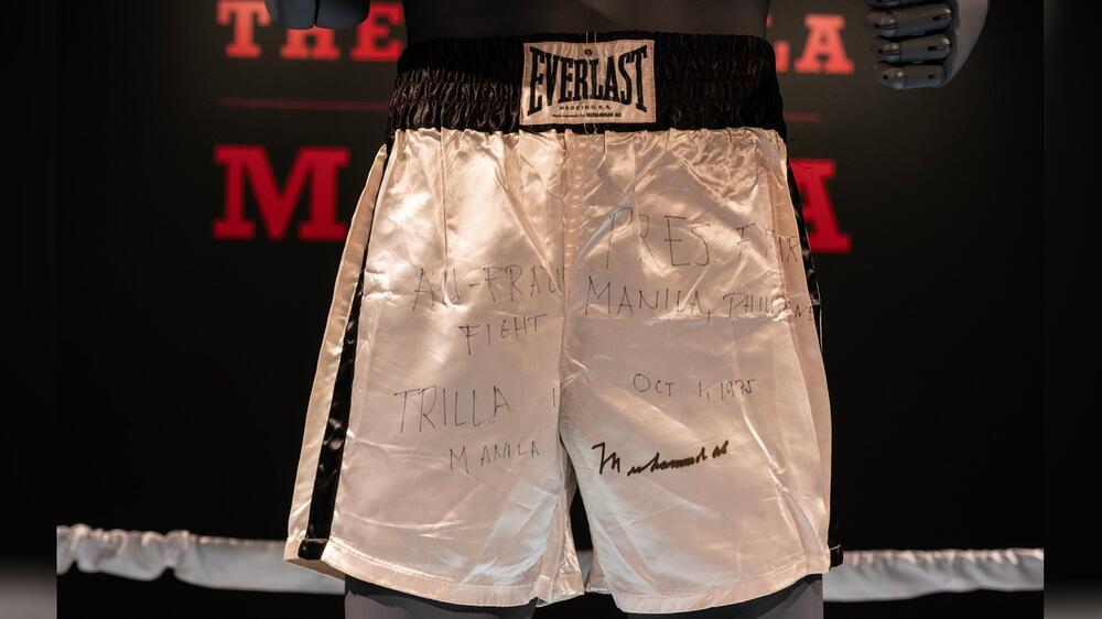 Die weiße Boxhose aus Muhammad Alis legendärem Boxkampf "Thrilla in Manila".