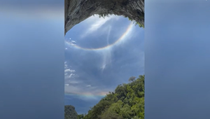 Seltenes Himmelsschauspiel: Zwei Lichtbögen erscheinen über Wasserfall in Brasilien
