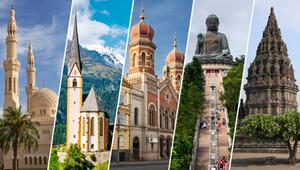 Die fünf Weltreligionen und ihre Gotteshäuser beziehungsweise Tempel