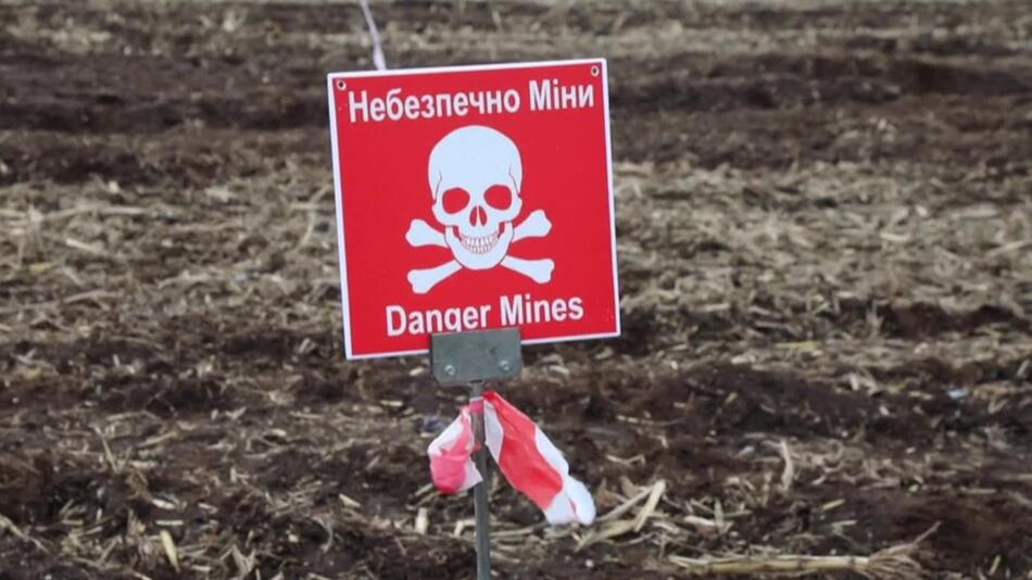 Minenschild in der Ukraine