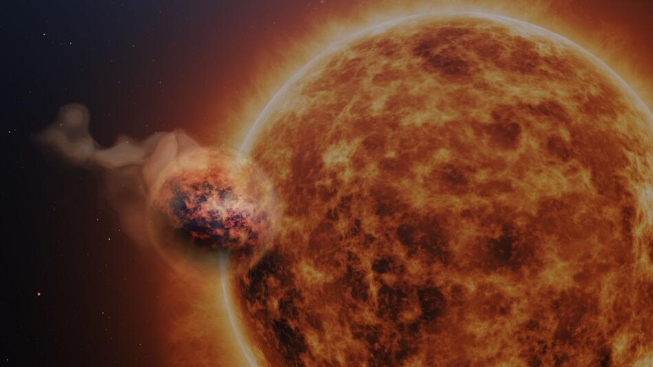 Illustration: Exoplanet WASP-107b und seine Sonne
