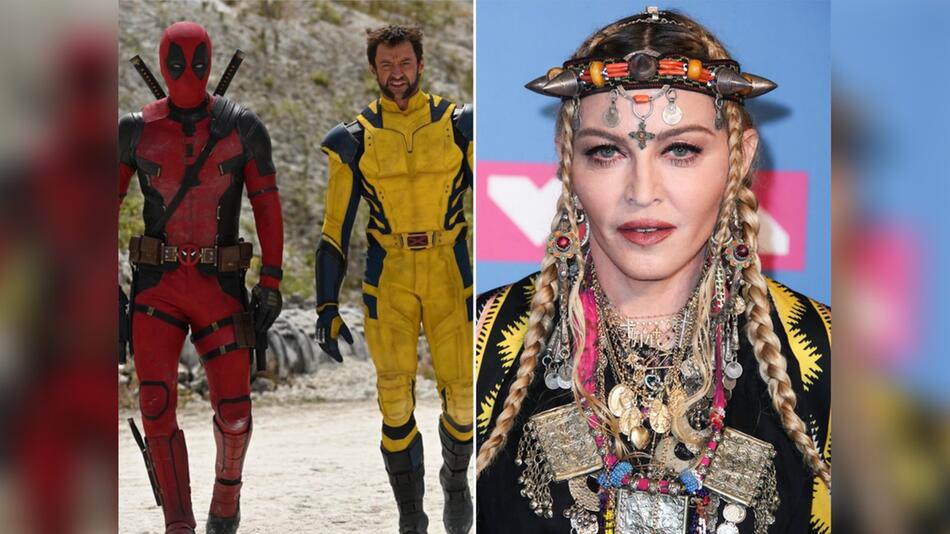 Deadpool Ryan Reynolds (l.) und Wolverine Hugh Jackman sprachen bei Madonna vor.