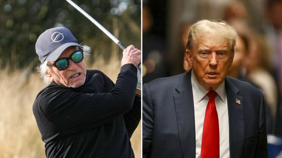 Michael Douglas (l.) hat sich nach Trumps Wahlsieg mit einer Runde Golf abgelenkt.