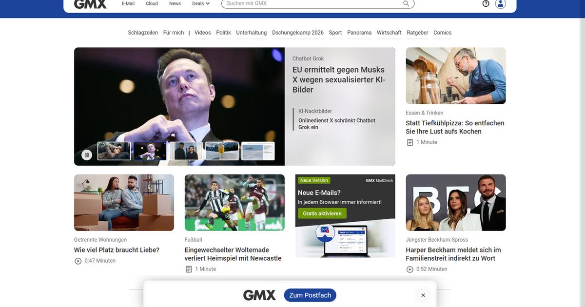 GMX Homepage mit neuem Design | GMX