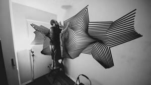 Nur mit Klebestreifen: Künstler macht aus einfachen Wänden dreidimensionale Skulpturen