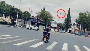 Luftattacke: Vogel greift Rollerfahrer an roter Ampel immer wieder an