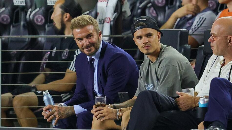 David Beckham (l.) mit seinem Sohn Romeo.