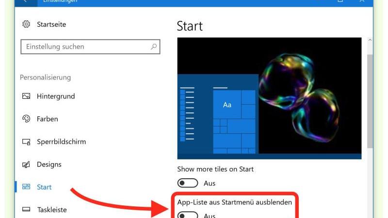 Start-Menü von Windows 10