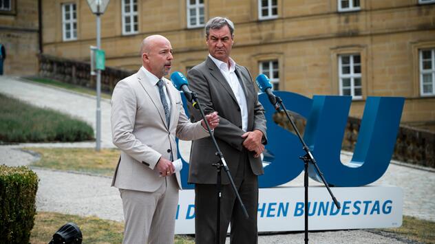 CSU-Landesgruppenchef Alexander Hoffmann und Bayerns Ministerpräsident Markus Söder