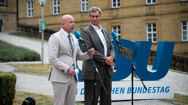 CSU-Landesgruppenchef Alexander Hoffmann und Bayerns Ministerpräsident Markus Söder